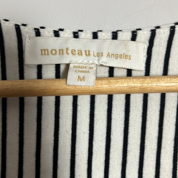 Monteau cream and black striped dress size medium - Picture 2 of 9